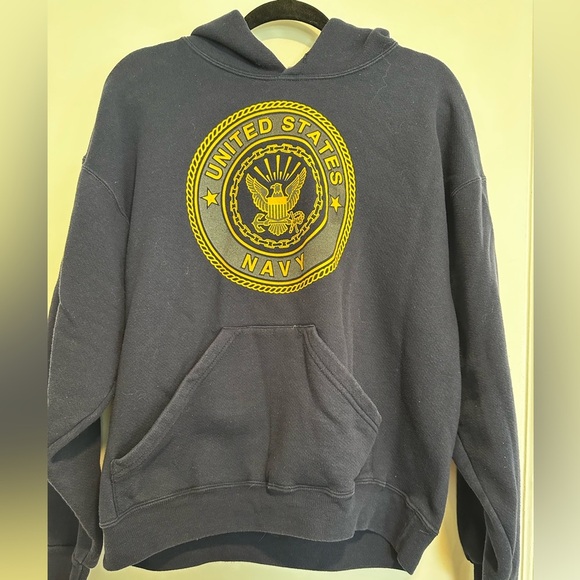 Vintage 90’s Reflective size: large. US Navy Hoodie Logo Sweatshirt. - Picture 1 of 12